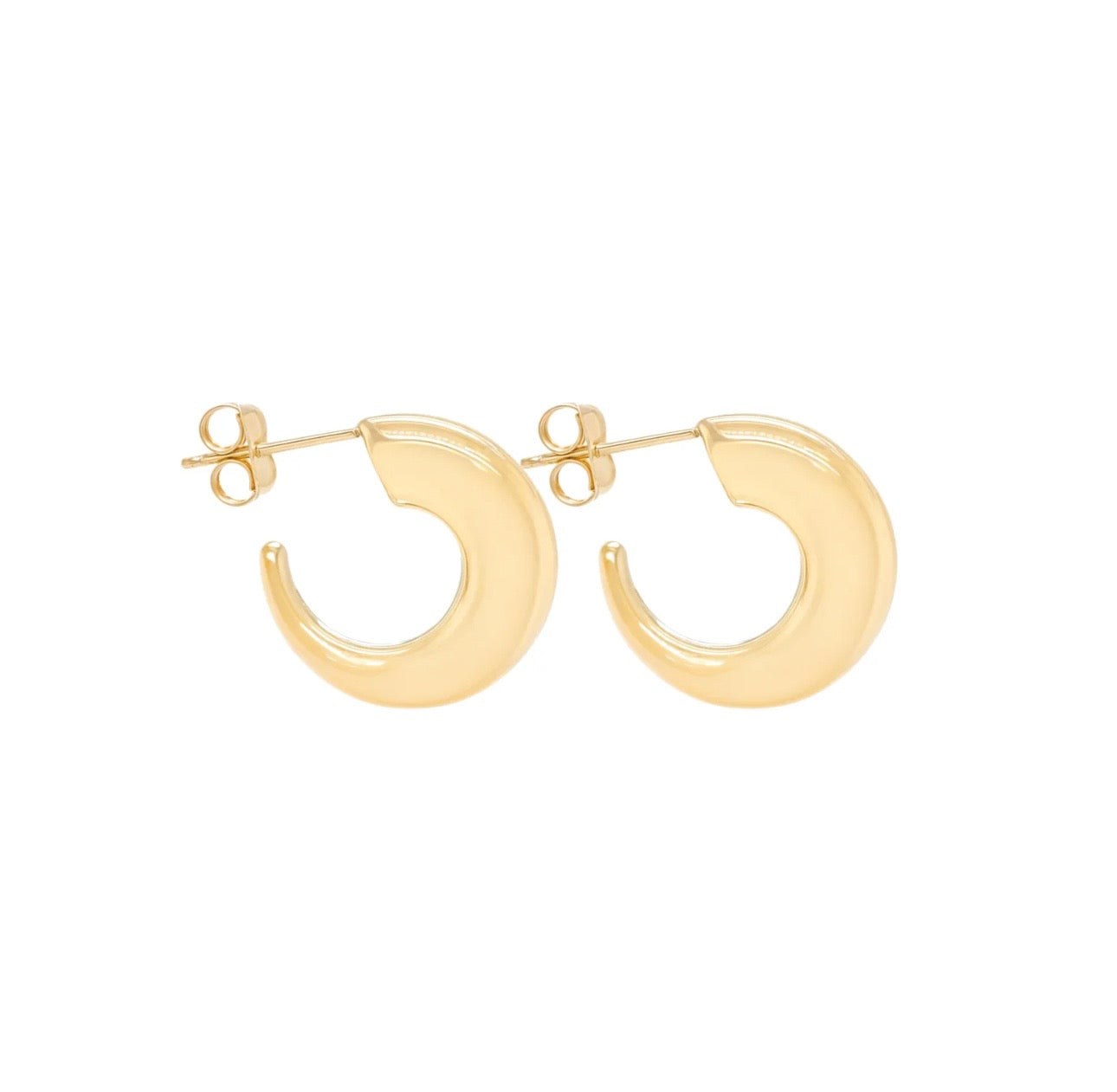 Crescent Moon Hoop Earrings 14k