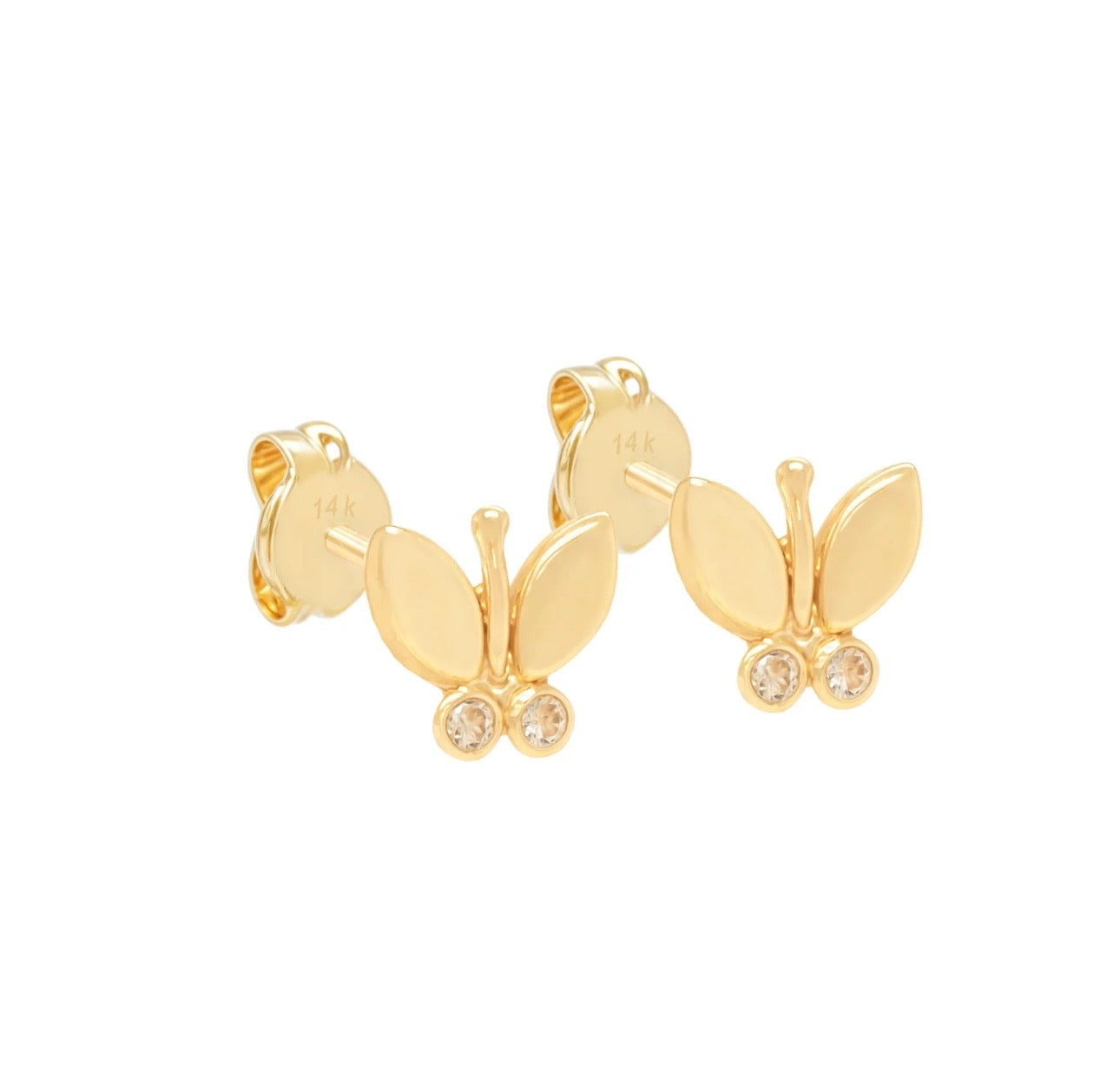 Secret Butterfly Stud Earrings 14k