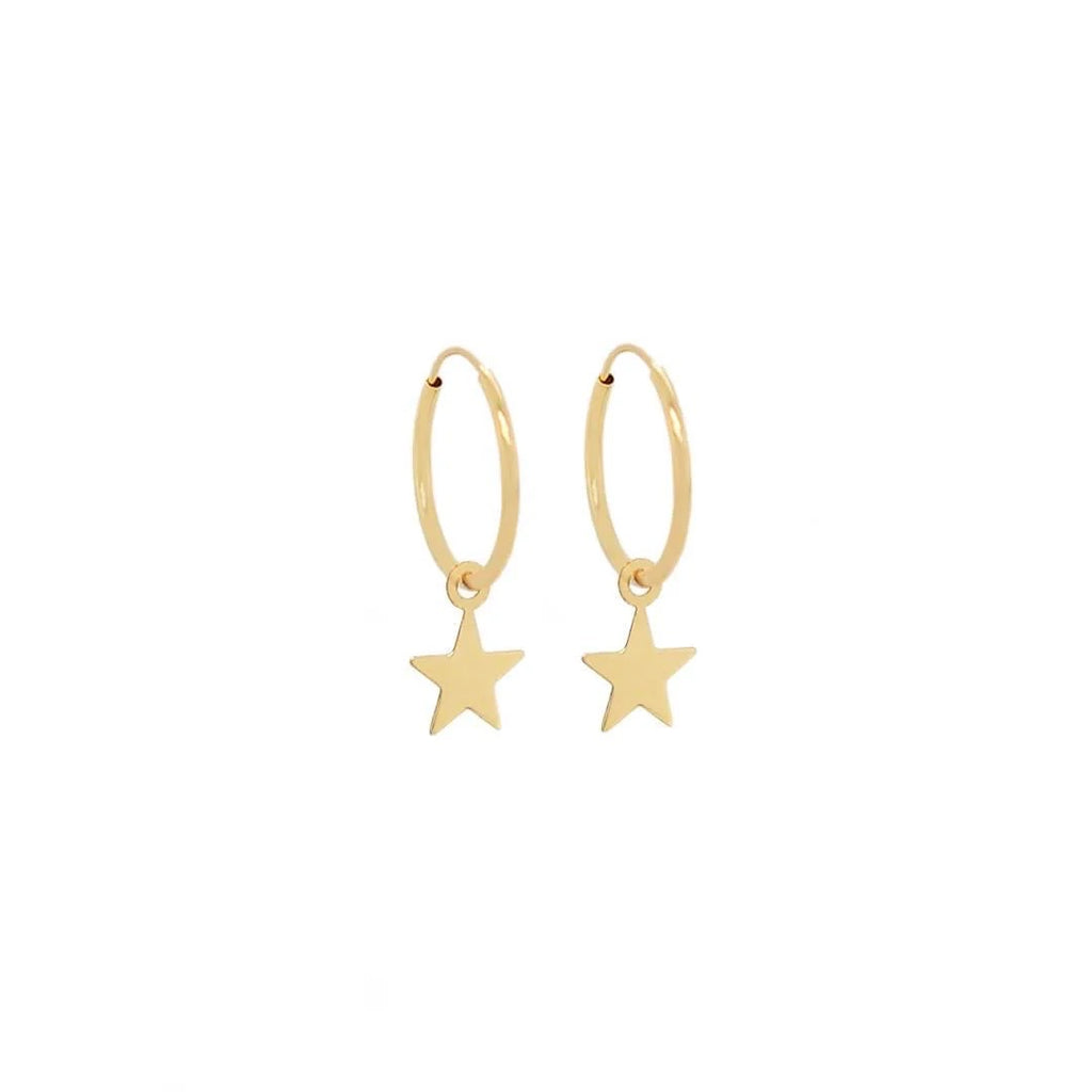 Secret Star Hoop Earrings 14k