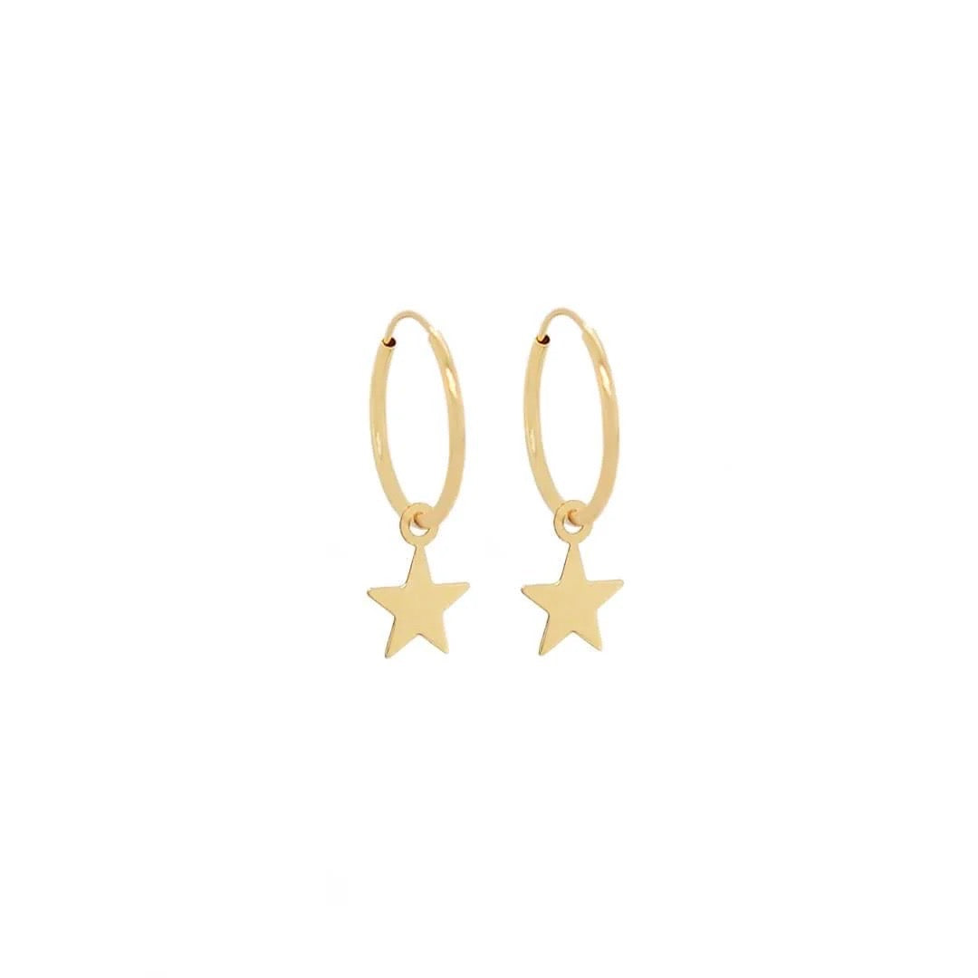 Secret Star Hoop Earrings 14k