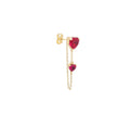 Red Heart Chain Earring 14k