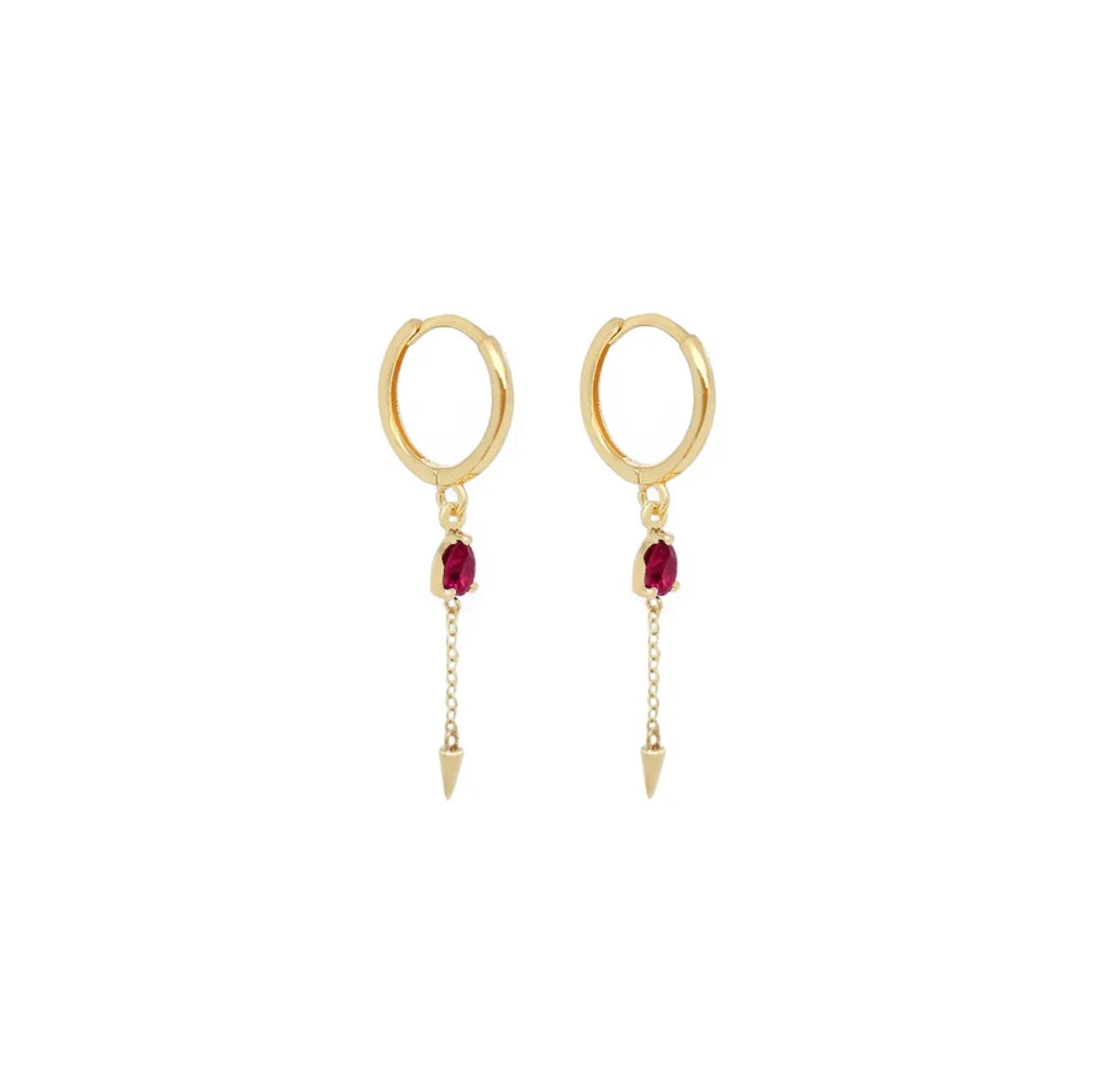 Mila Stone Hoop Earrings 14k