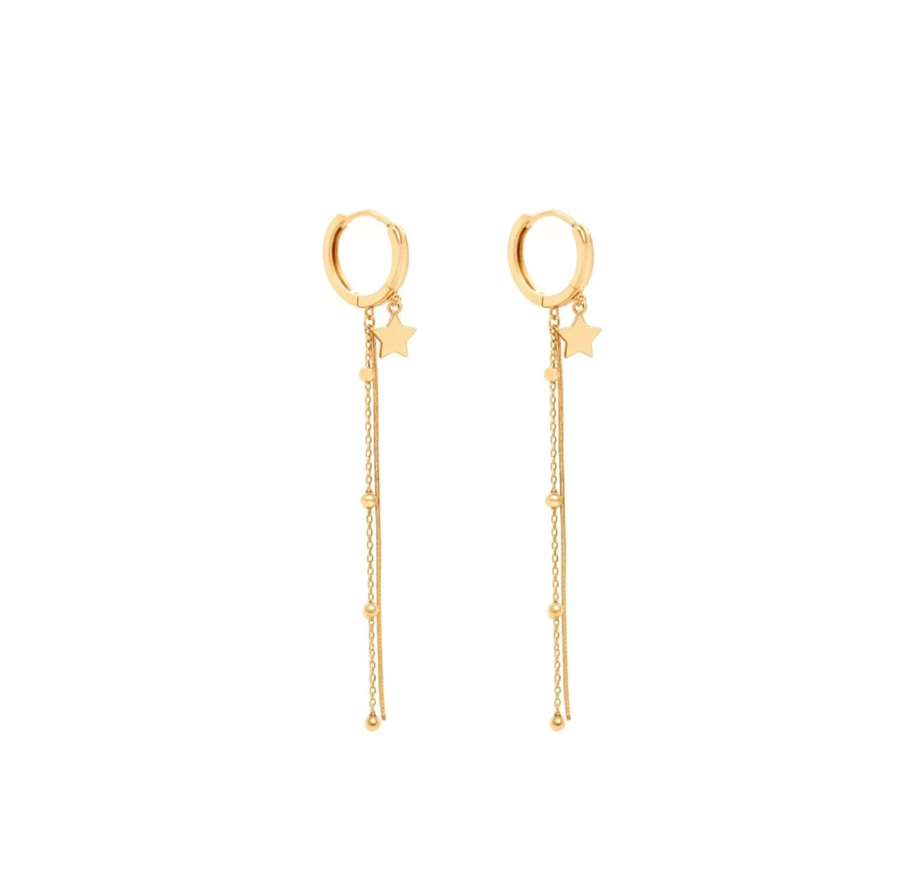 Chain & Star Hoop Earrings 14k