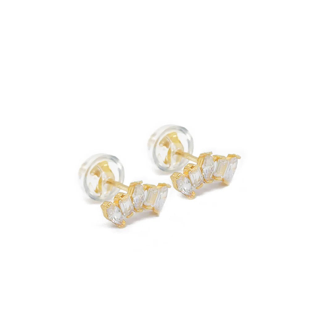 Crown Secret Stud Earrings 14k