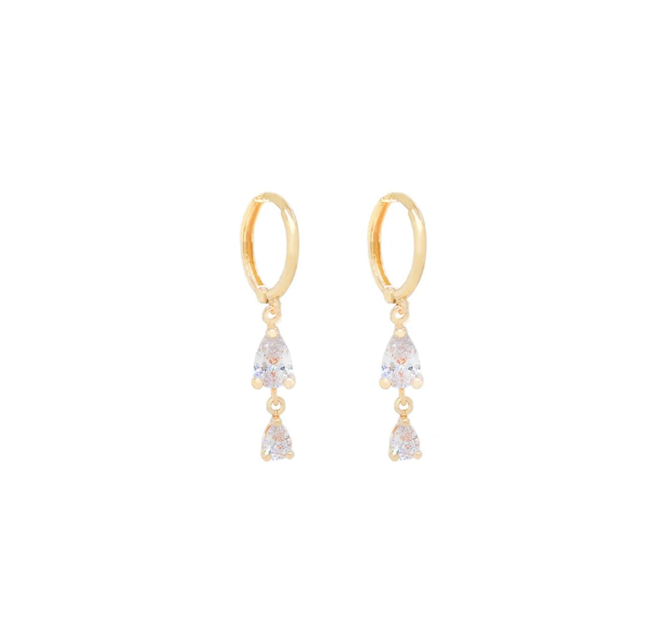 Double Pyramid Hoop Earrings 14k