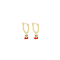 Cherry Hoop Earrings 14k