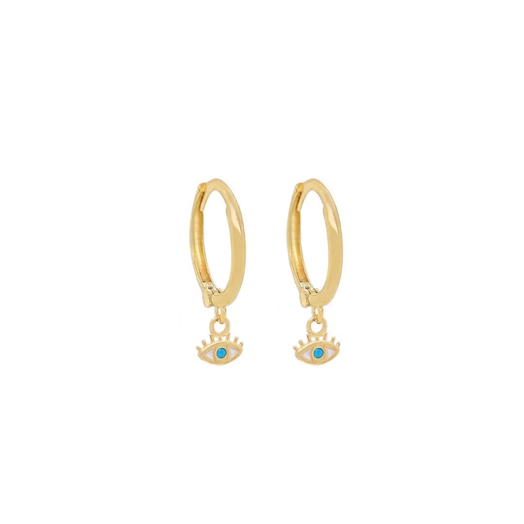 Little Evil Eye hoop earrings 14k