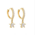 White Star Hoop Earrings 14k