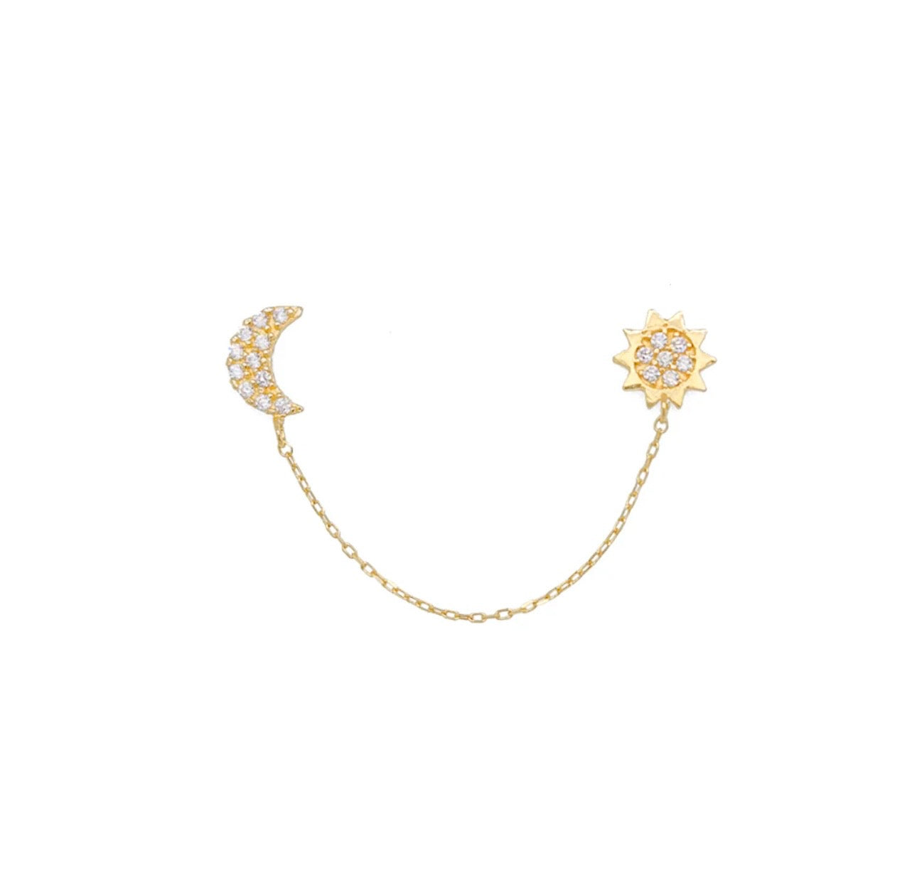 Moon & Sun Chain Earring 14k
