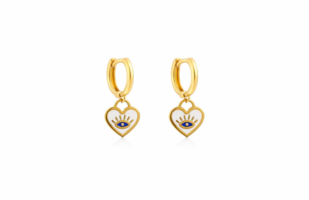 Heart Eyes Hoop Earrings 14k