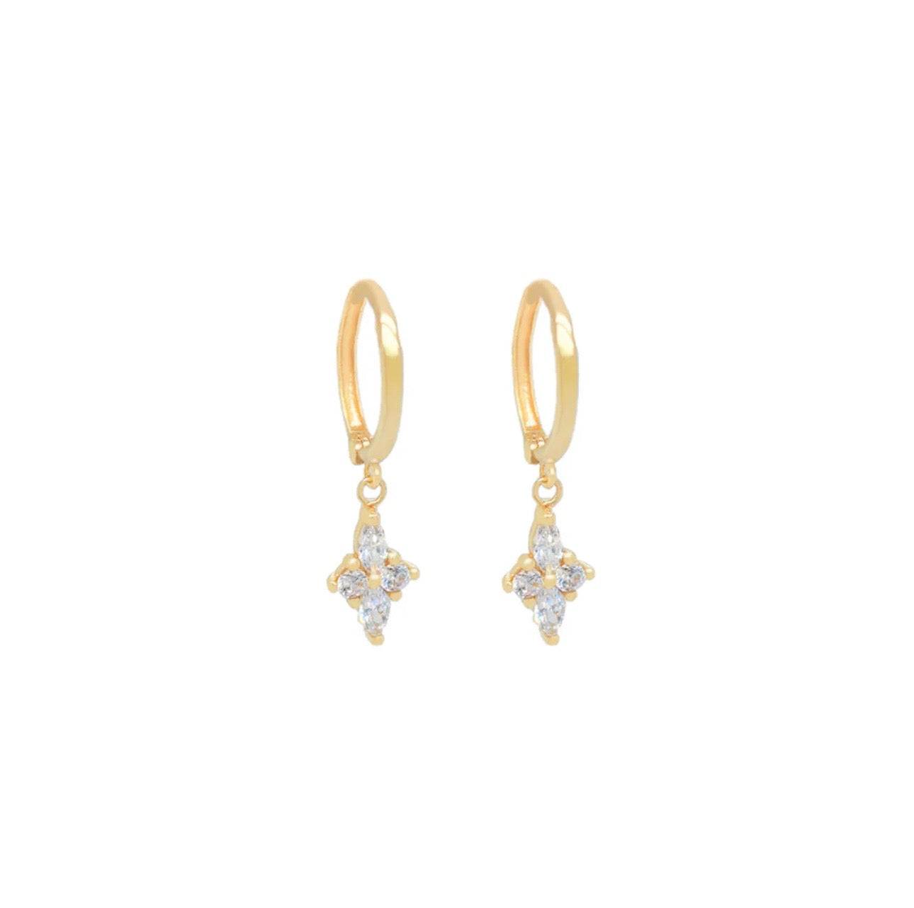 White Diamond Hoop Earrings 14k