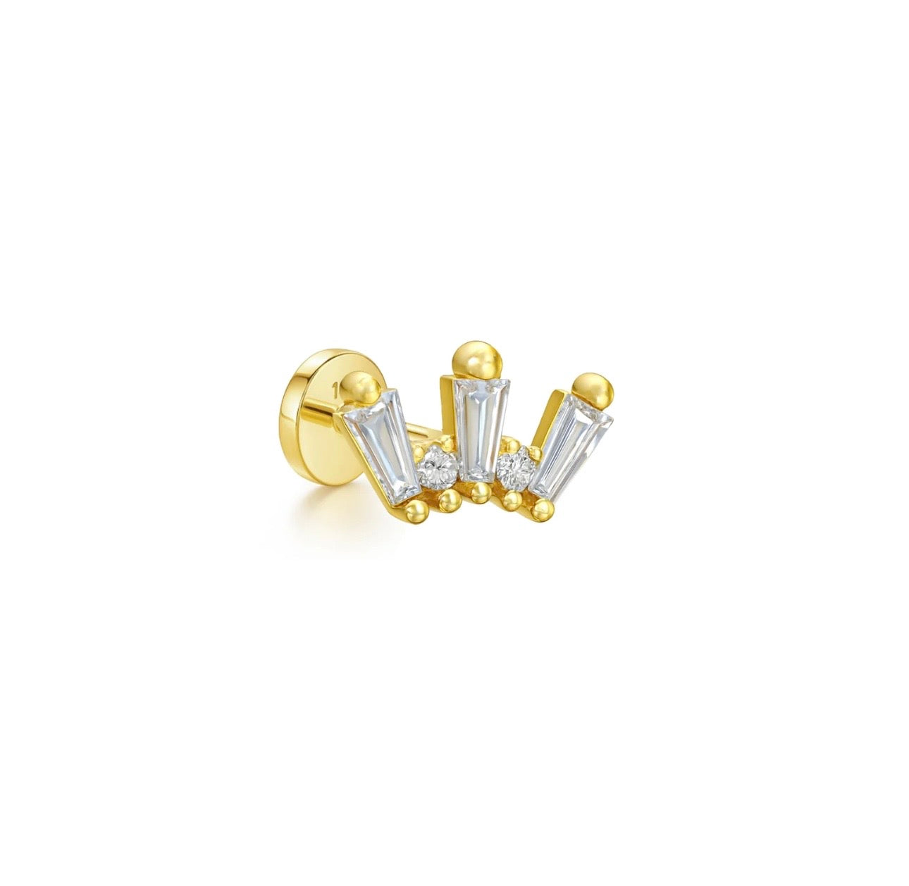 Secret Crown Stud Earring 14k