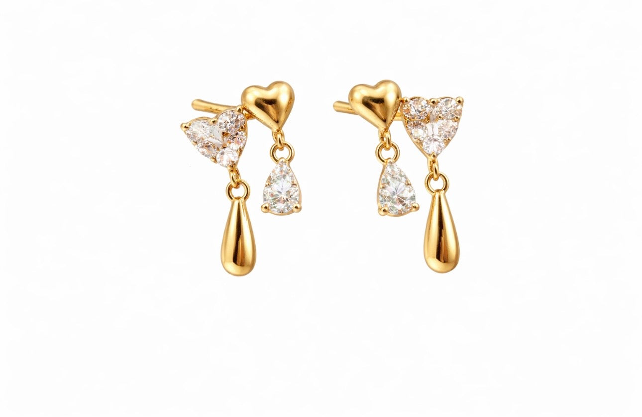 Tear of the Heart Stud Earrings 14k