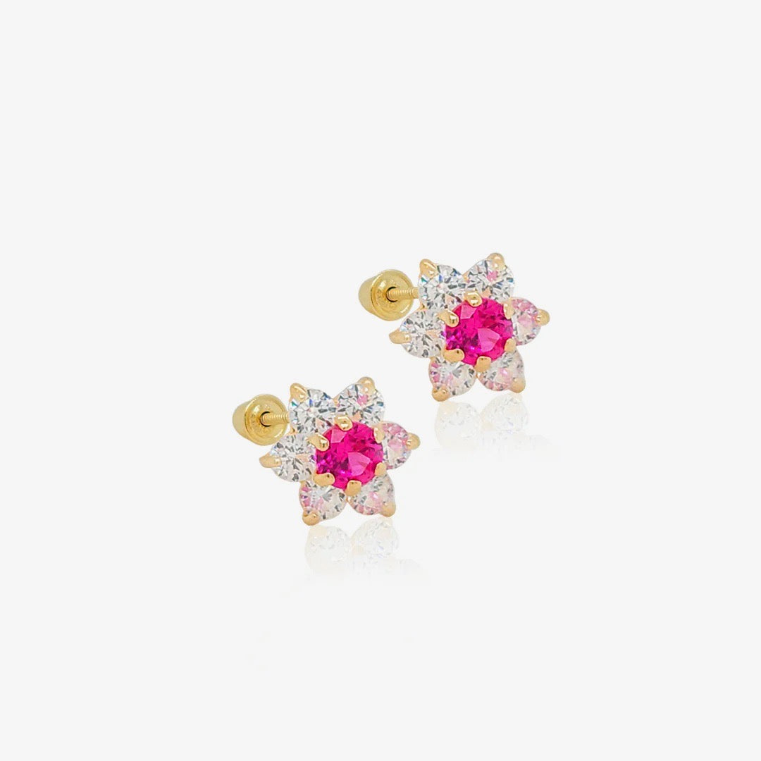 Secret Flower Stud Earrings 14k