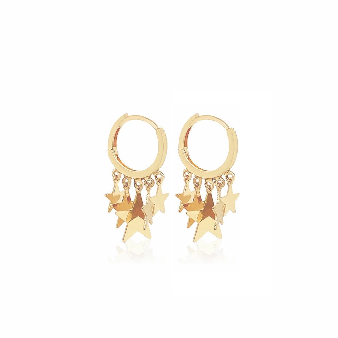 Garland Star Hoop Earrings 14k