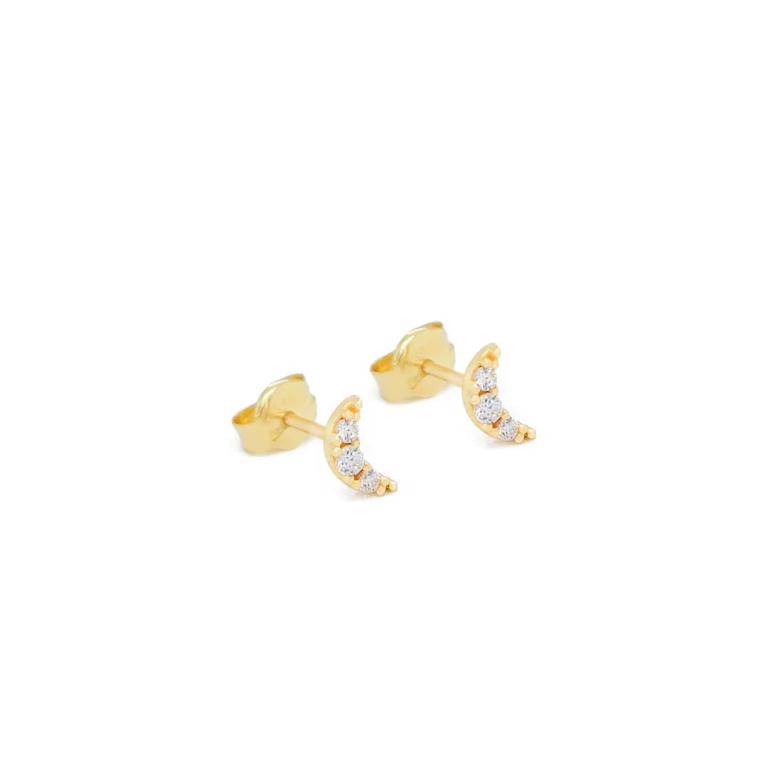 Secret Moon Stud Earrings 14k