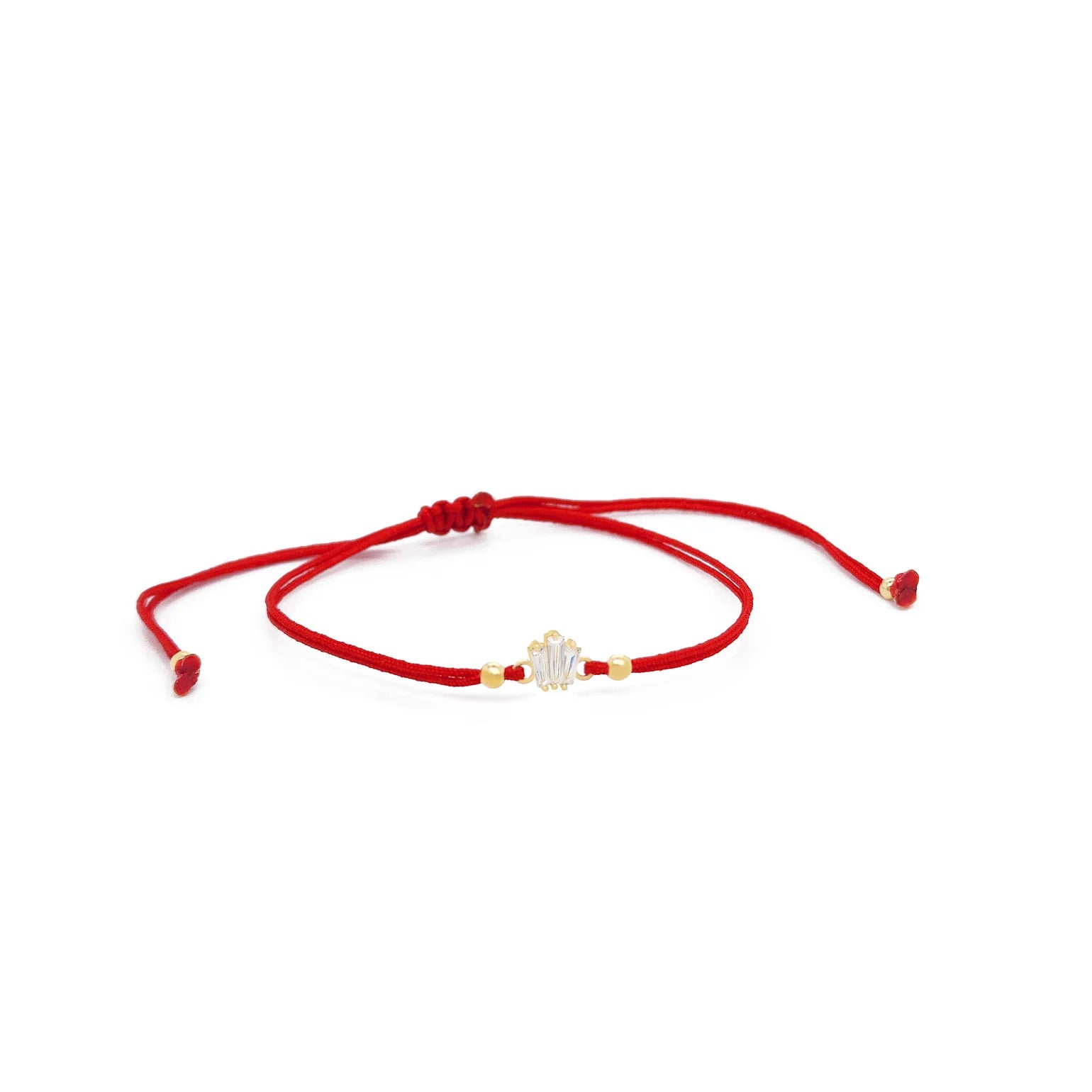 Pulsera Hilo Rojo Crown Crystal en Oro 14K – Áurea Secret