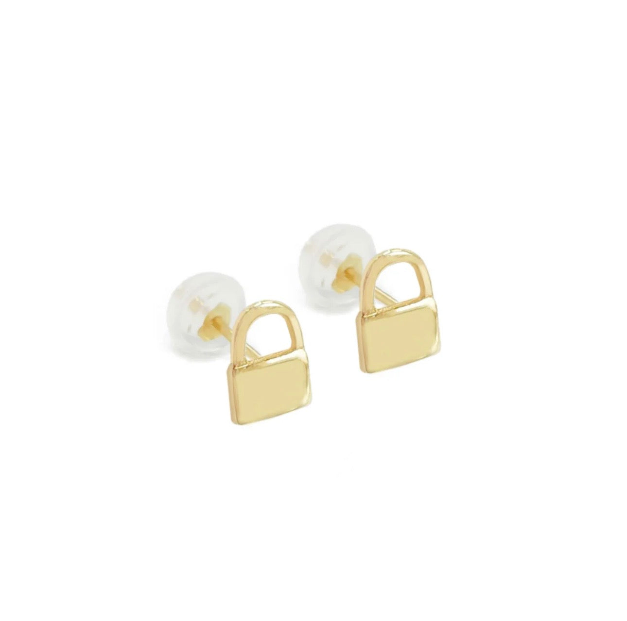 Secret Padlock Stud Earrings 14k