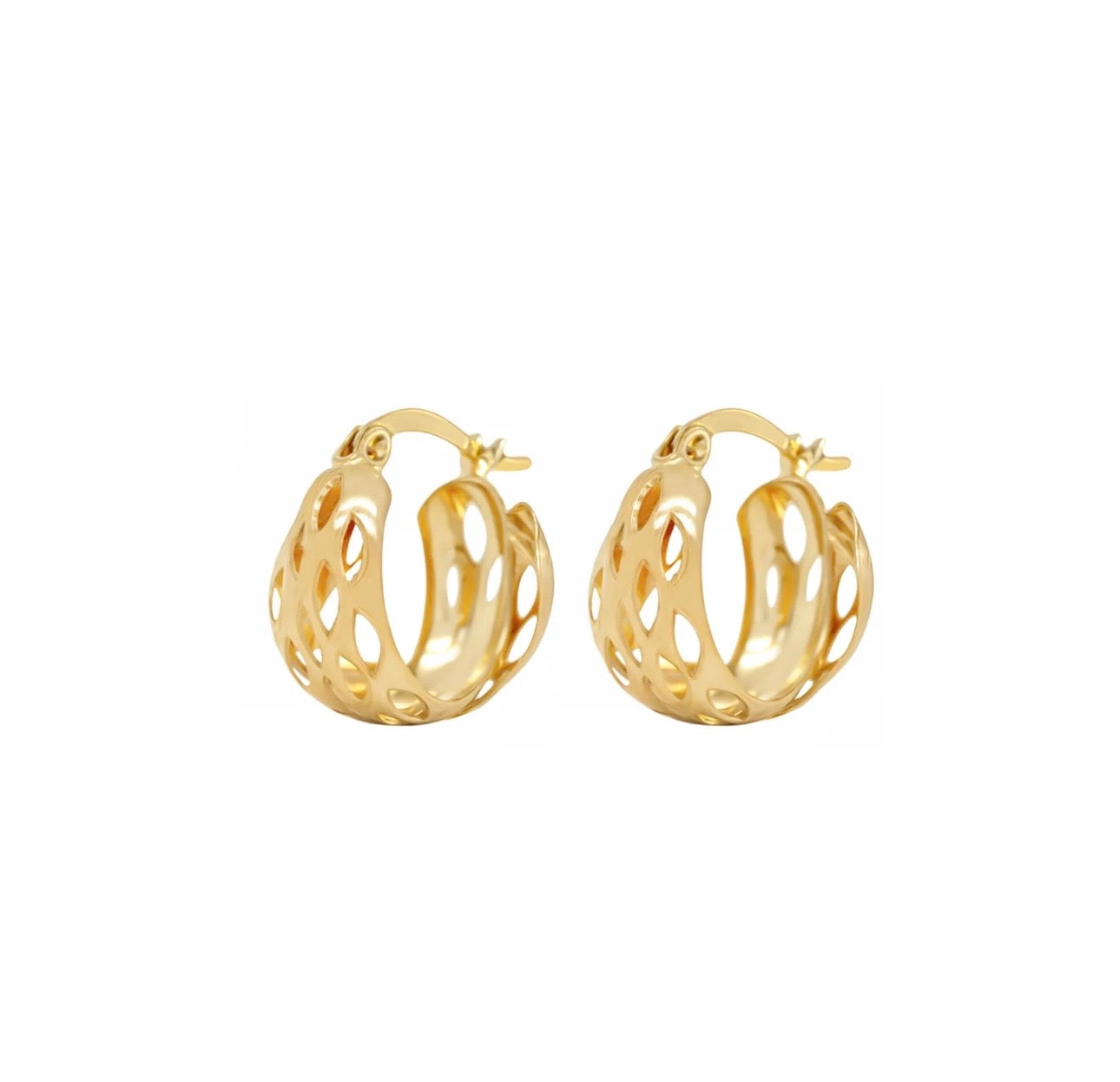 Sand Hoop Earrings 14k