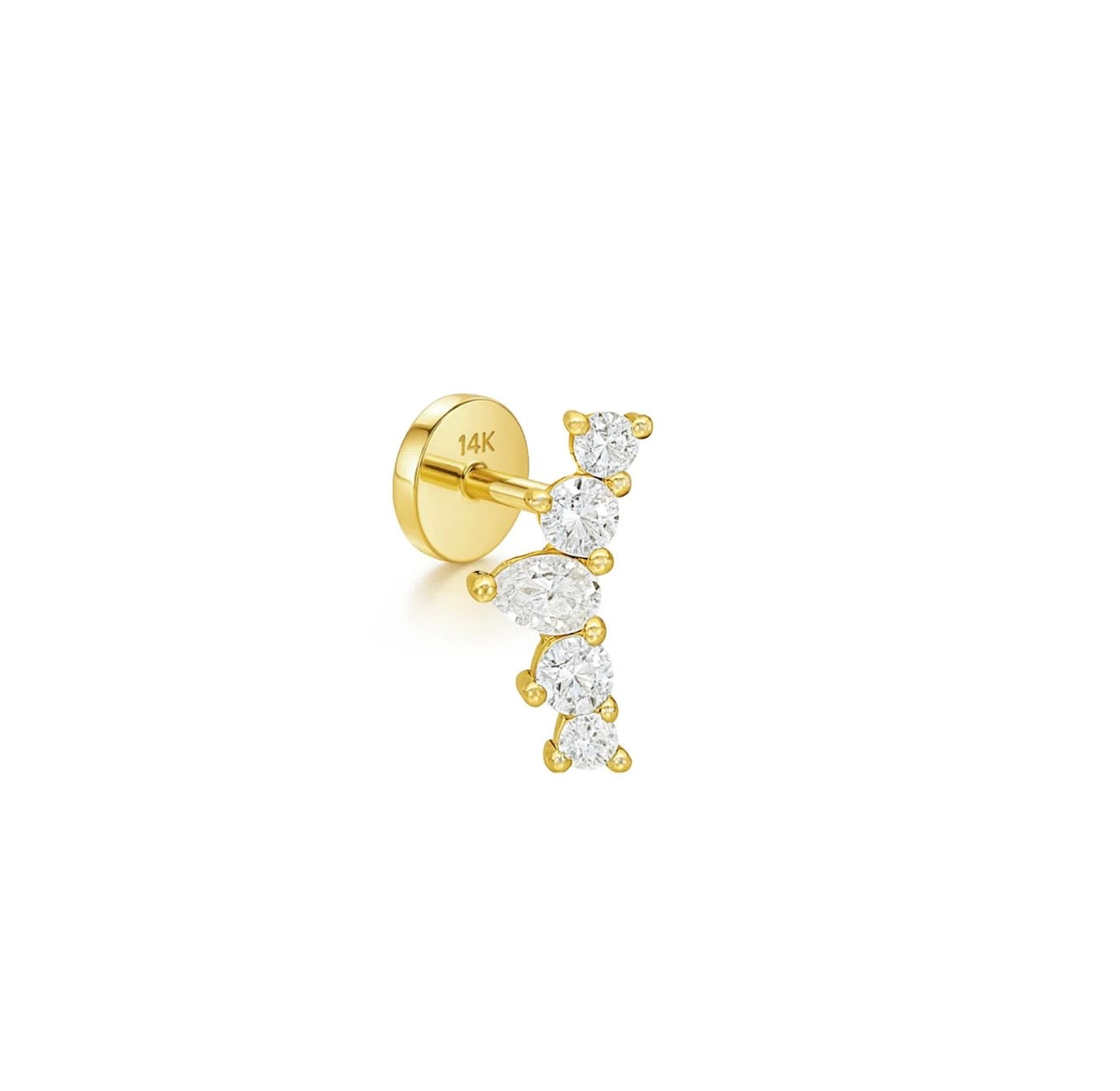 Secret Crown Stud Earring 14k
