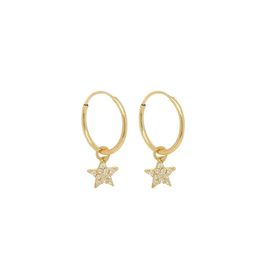 Secret Star Hoop Earrings 14k