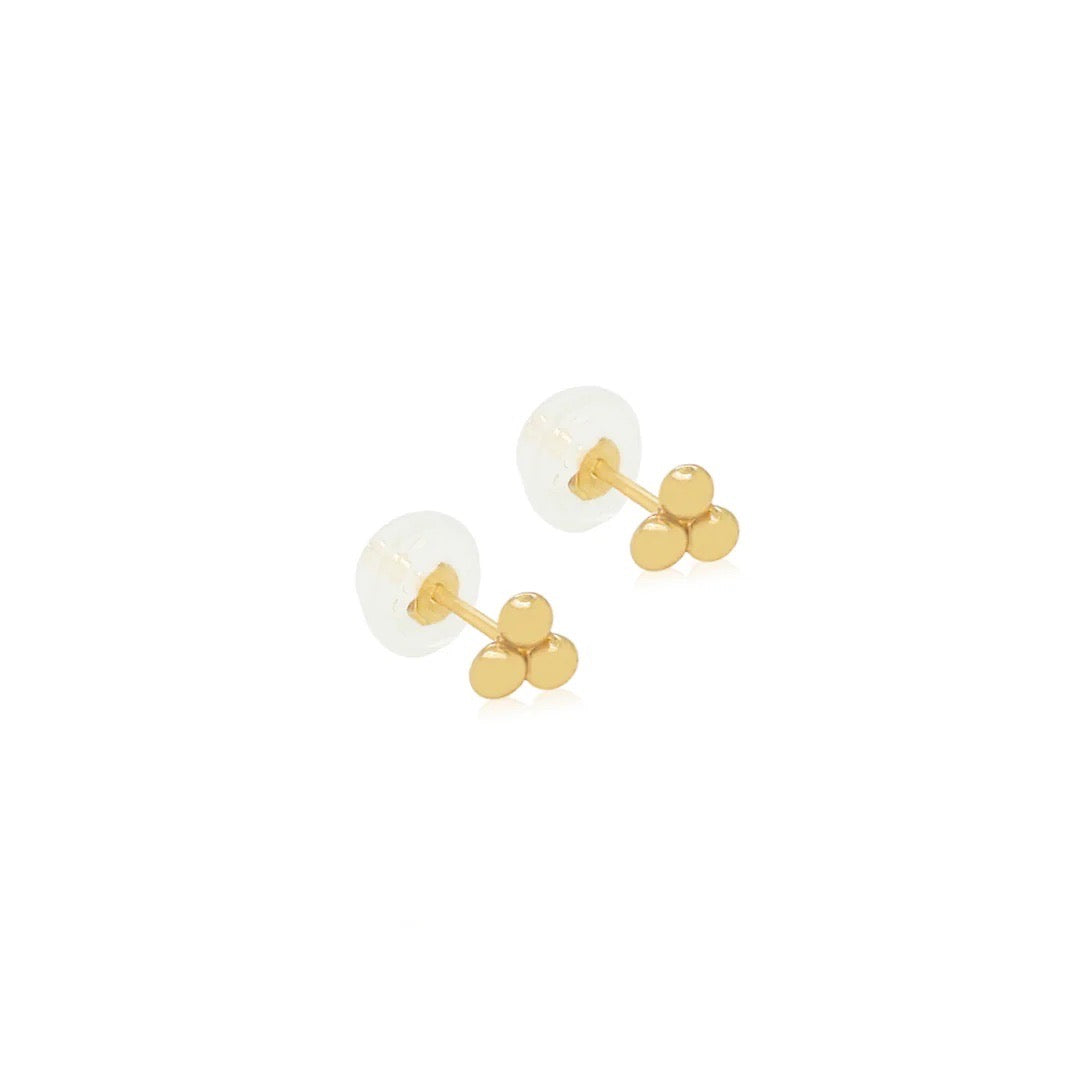 Mini Clover Stud Earrings 14k