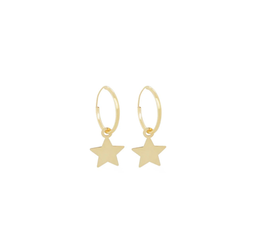 Secret Star Hoop Earrings 14k