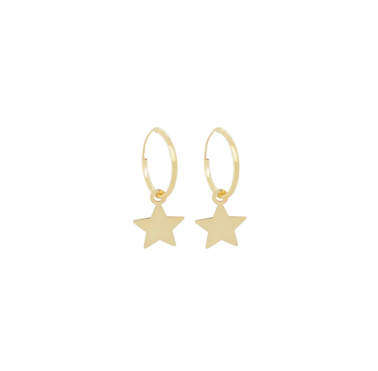 Secret Star Hoop Earrings 14k