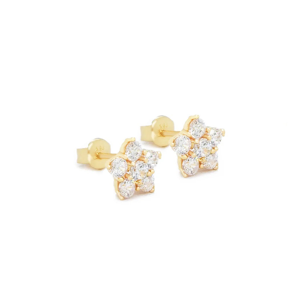 Secret Flower Stud Earrings 14k
