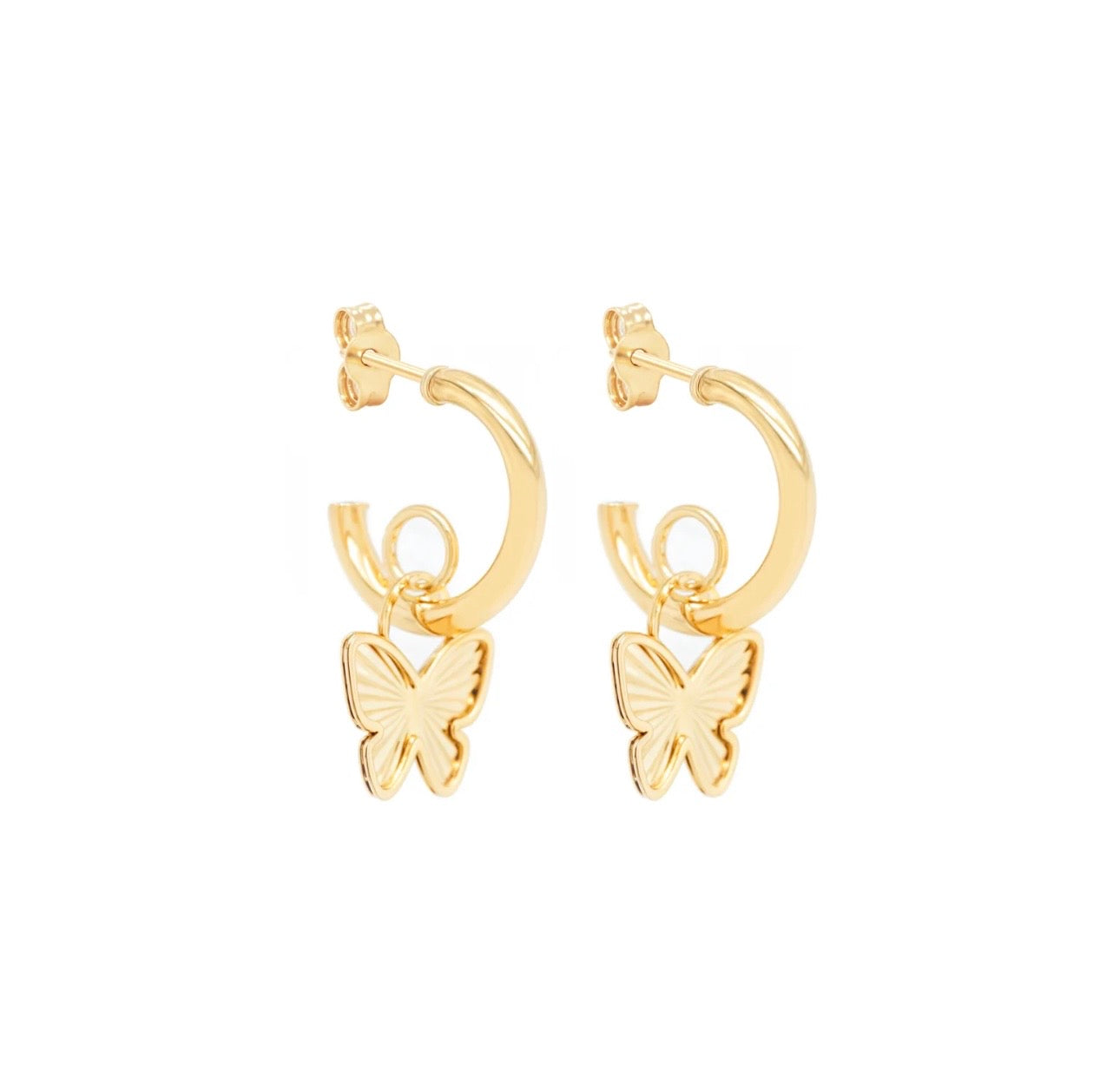 Butterfly Hoop Earrings 14k