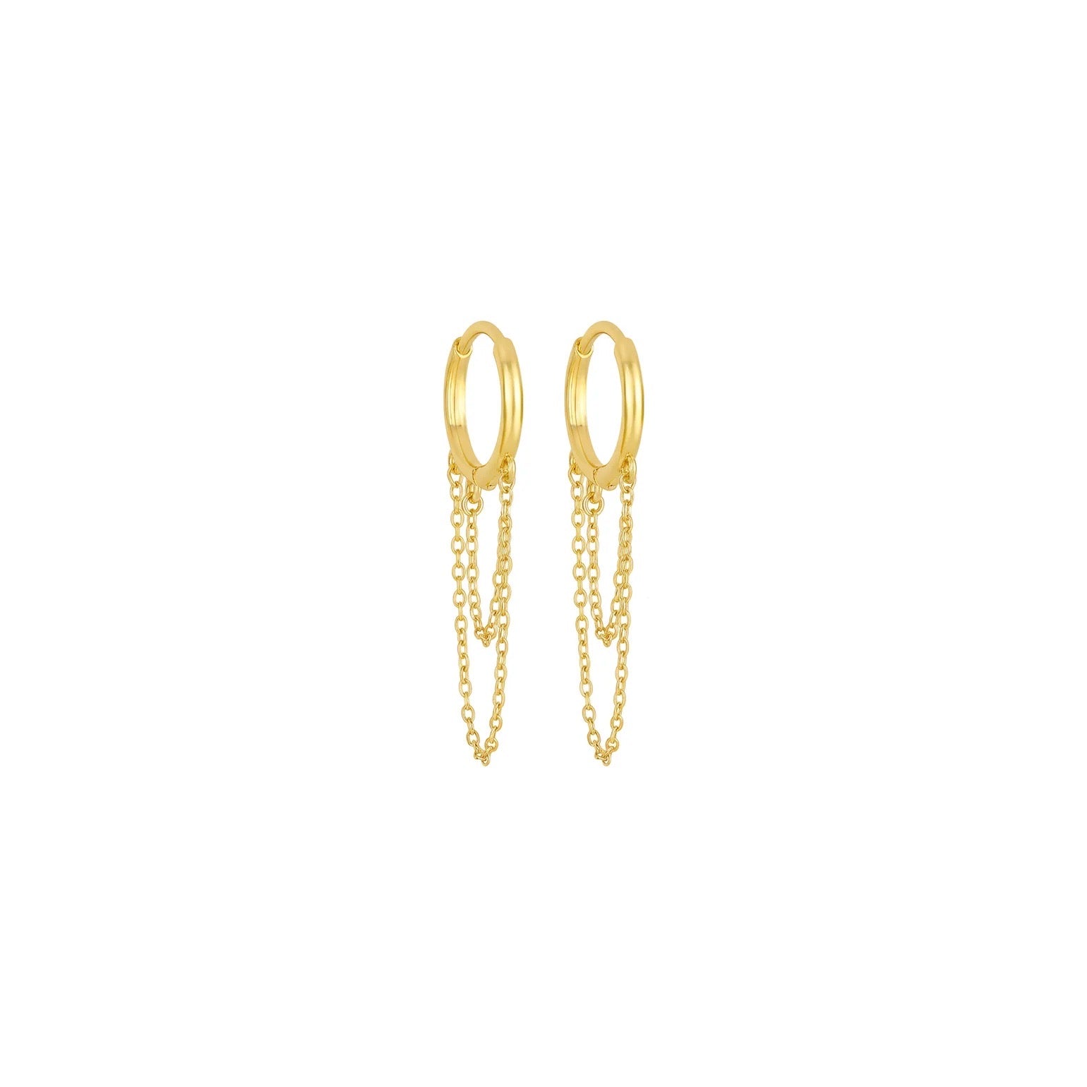 Double Chain Hoop Earrings 14k