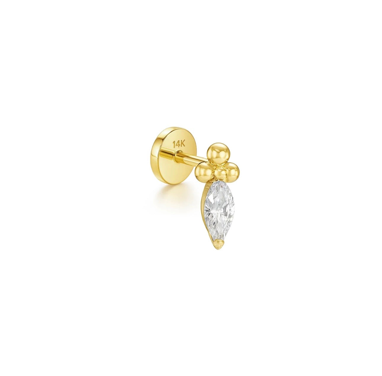 Tear Stud Earring 14k