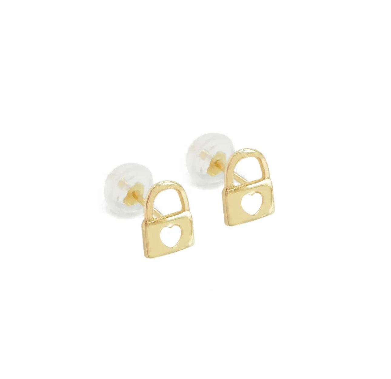 Secret Padlock Stud Earrings 14k