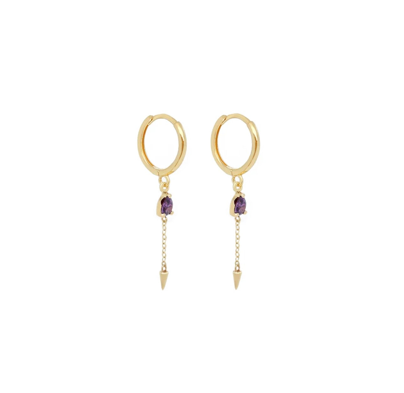 Mila Stone Hoop Earrings 14k