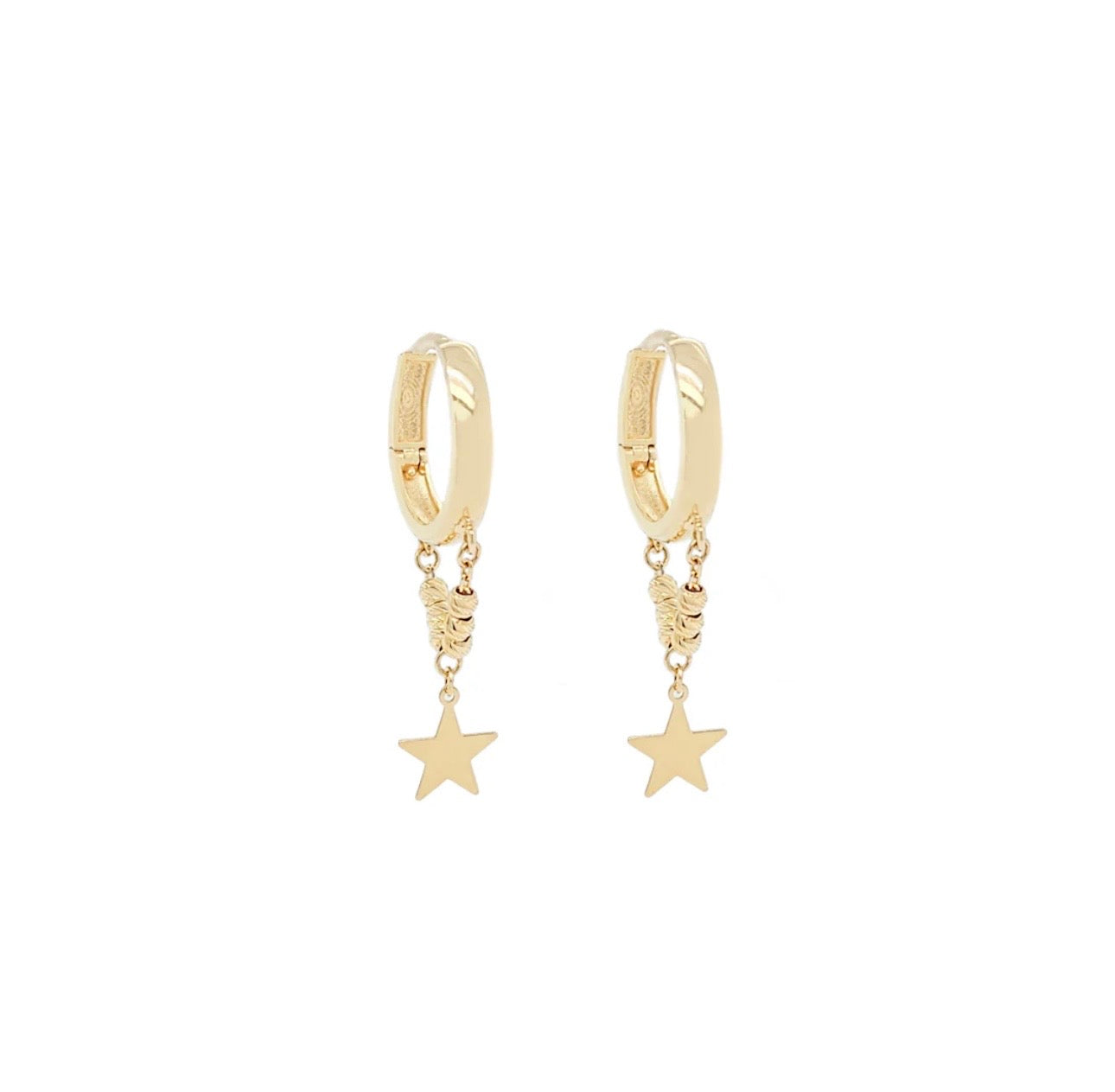 Chain & Star Hoop Earrings 14k
