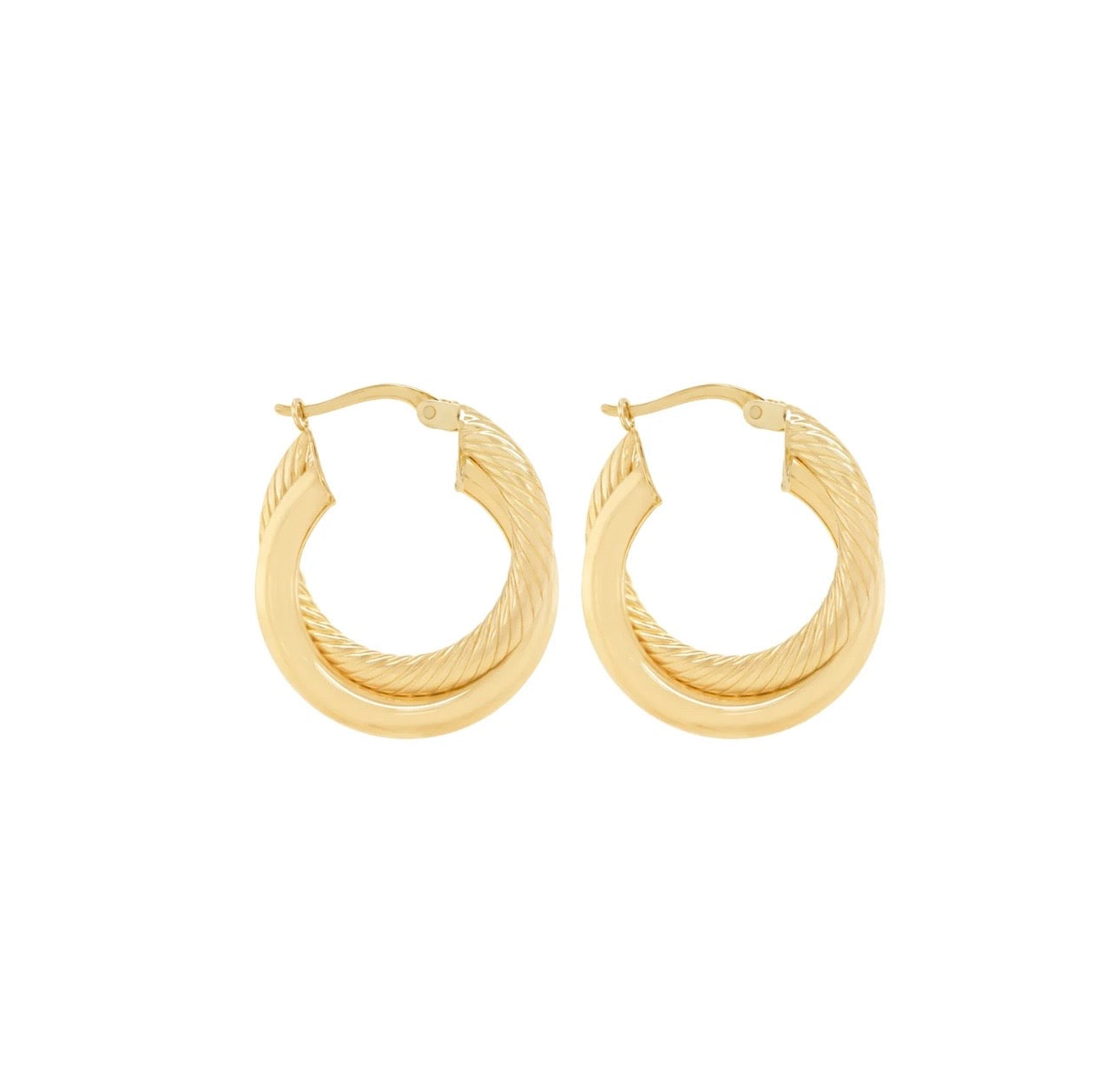 Secret Twin Hoop Earrings 14k