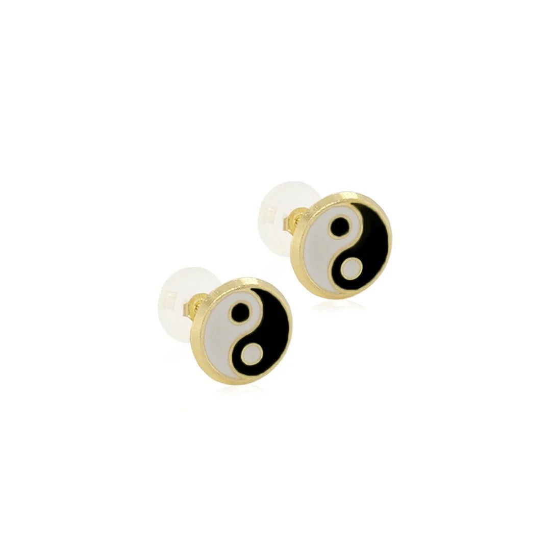 Yin Yang Stud Earrings 14k