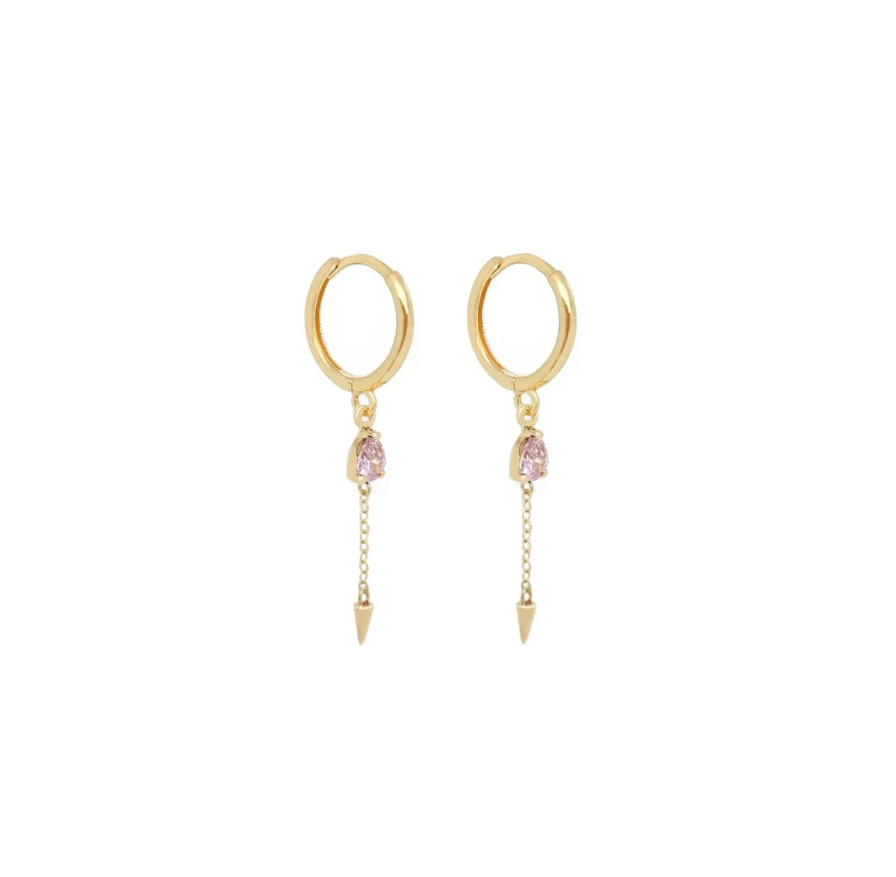 Mila Stone Hoop Earrings 14k